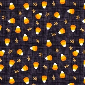 Candy corn on black Burlap