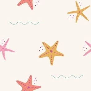 Beachy starfish in the sea on cream