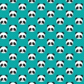 (micro scale) pandas on teal -  polka dots C23