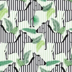 Zebras Grazing // Green // Medium