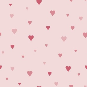 Pink hearts on Pale Pink Background