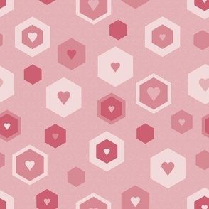 Pink Hearts and Hexagons