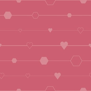 Pink Hexagons and Hearts on Stripes