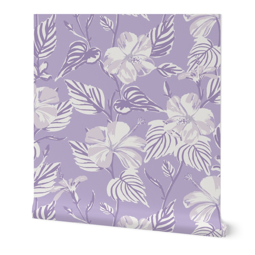 LARGE - Tropical Island floral - soft lavender