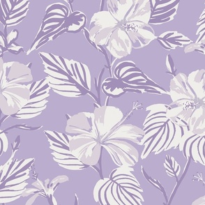 LARGE - Tropical Island floral - soft lavender