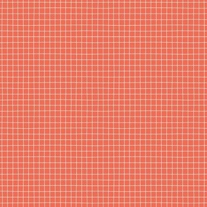 SMALL Grid - Coral Flame + White