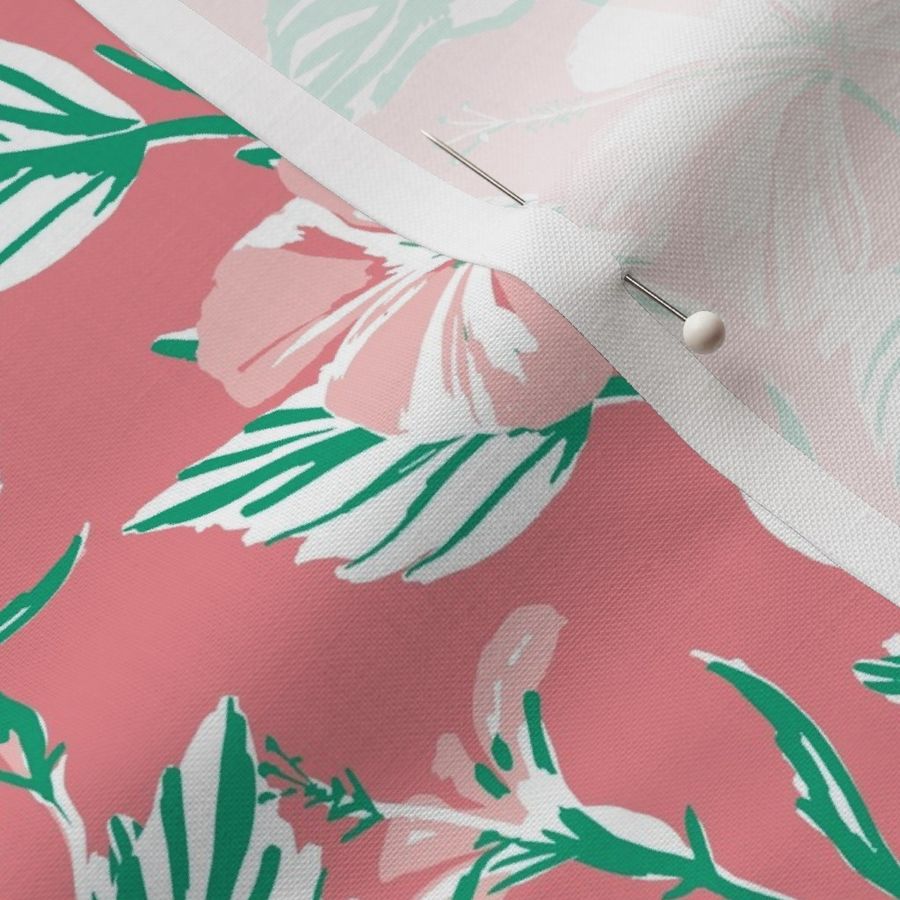 SMALL Tropical Island floral - fresh pastel coral