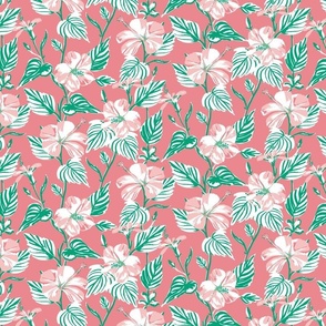 SMALL Tropical Island floral - fresh pastel coral