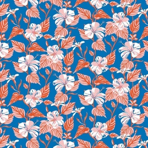 SMALL - Tropical Island floral - blue red pink