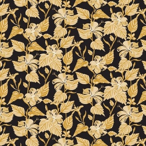 SMALL - Tropical Island floral - black gold