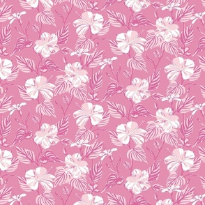 SMALL - Tropical Island floral - bubblegum pink