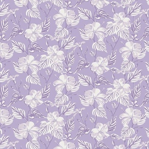 SMALL - Tropical Island floral - soft lavender