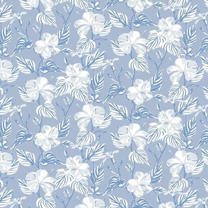 SMALL - Tropical Island floral - soft sky blue