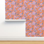 SMALL - Tropical Island floral - tangerine and lilac