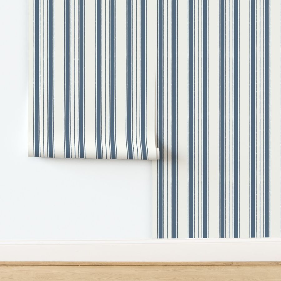 Calm Coastal Cottage Nautical Stripes - Dark Navy Blue Timeless Maritime