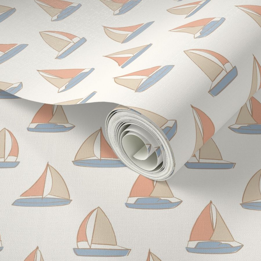 Nautical Sailing Boats - Baby Girl Nursery - Kids Summer Fun Beach Play