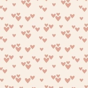 Small ClusteredSoft Blush Pink Love Hearts on Cream