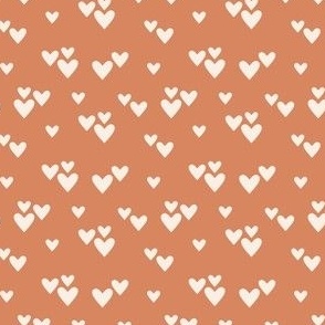 Small Clustered Cream Love Hearts on Pumpkin Orange