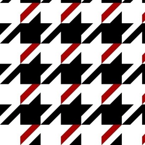 Houndstooth on black, red and white