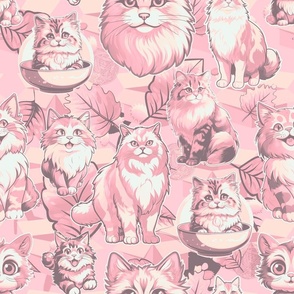 Siberian forest Cat design pink pastel 2023