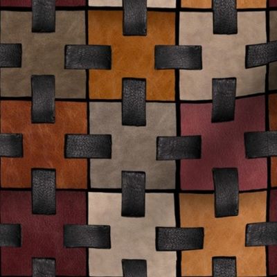 Faux Brown Leather Patchwork