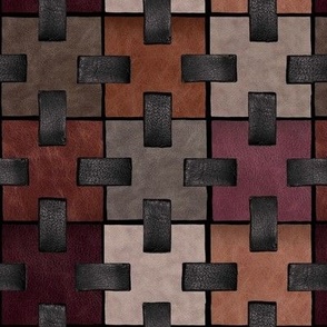 Faux Red Leather Patchwork