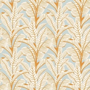 small tropical playful palms fabric on sky blue