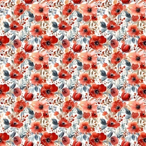 Red Watercolor Florals 2