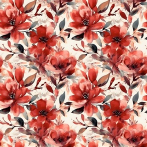 Red Watercolor Florals 3