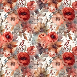 Red Watercolor Florals