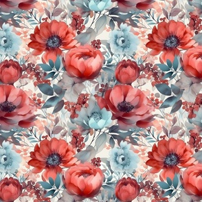 Red Watercolor Florals
