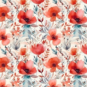 Red Watercolor Florals 16