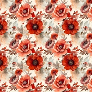 Red Watercolor  Florals 17