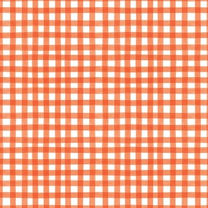 Wide Stripe Watercolour Gingham Check-Autumn Glow Orange-Grand Budapest Palette