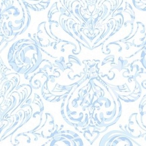 Hidden Hearts Damask - sweet pale blues and white