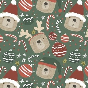 Christmas Bear (Green) (6")