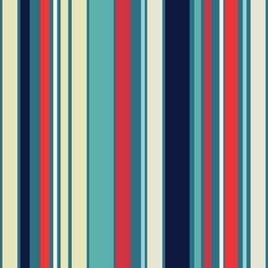 Basic Stripe-Multi-colored Varying Width Stripes-Mid-Century Blues Palette
