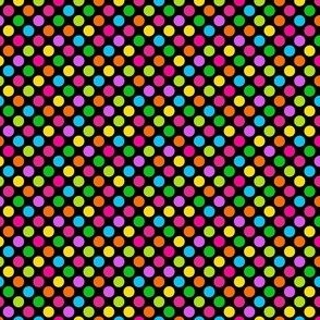 Small Scale Neon Blast Party Dots Polkadots on Black