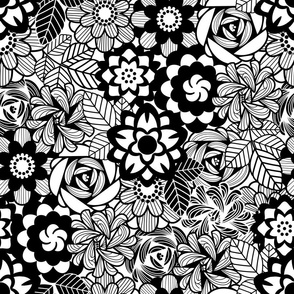 Black and White Floral Frenzy
