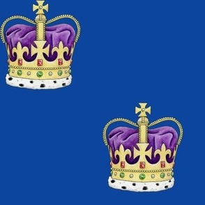 Royal Crowns simple rows on royal blue - medium-large scale
