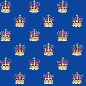 Royal Crowns simple rows on royal blue - small scale