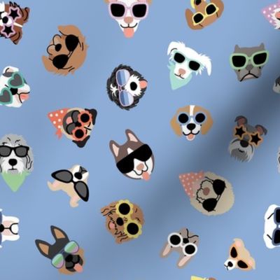 Dogs in Shades - Periwinkle, Medium Scale
