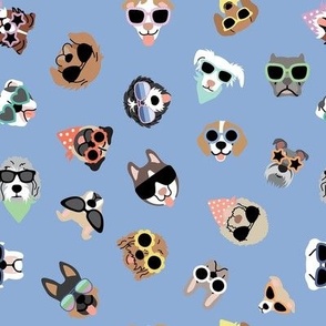 Dogs in Shades - Periwinkle, Medium Scale