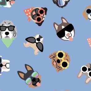 Dogs in Shades - Periwinkle, Large Scale