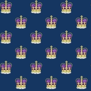 Royal Crowns simple rows on night sky navy - small scale
