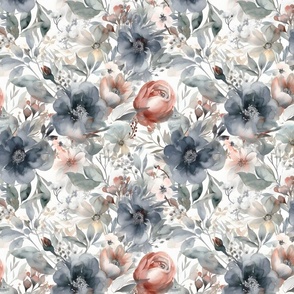 Gray Watercolor Florals 6