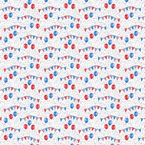 Red, White and Blue British Bunting and Balloons on white - tiny scale