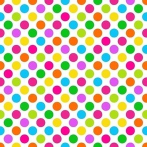 Medium Scale Neon Blast Party Dot Polkadots on White