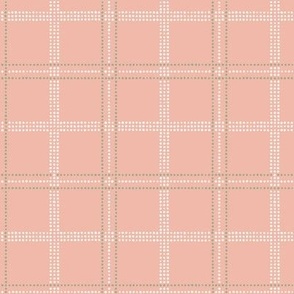 Doodle Plaid double: Shell Pink + Sage Green Dotted Plaid