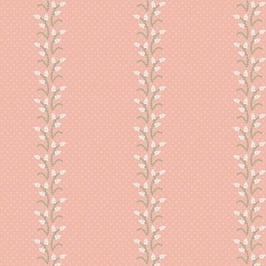 Annette Floral Stripe: Shell Pink Floral Dot Mosaic Stripe